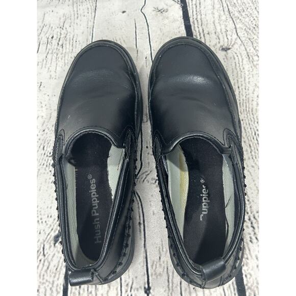 Hush Puppies Shoes Boys Size 2M Leather Big Kid Lazy Genius Loafer Slip-On Black - Picture 7 of 8